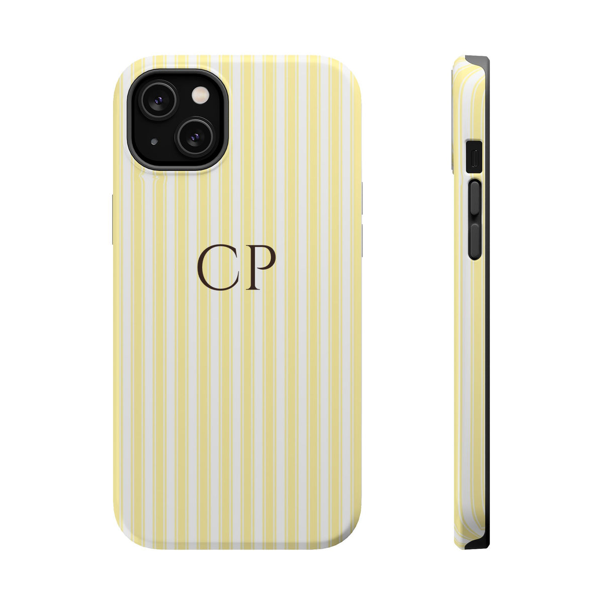 Cream Stripe Monogram Magnetic Impact Resistant Case Personalized