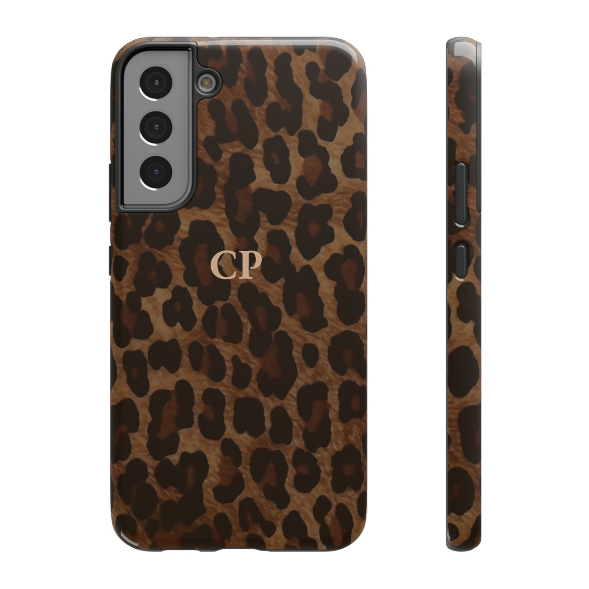 Brown Leopard Monogram Impact Resistant Case Personalized