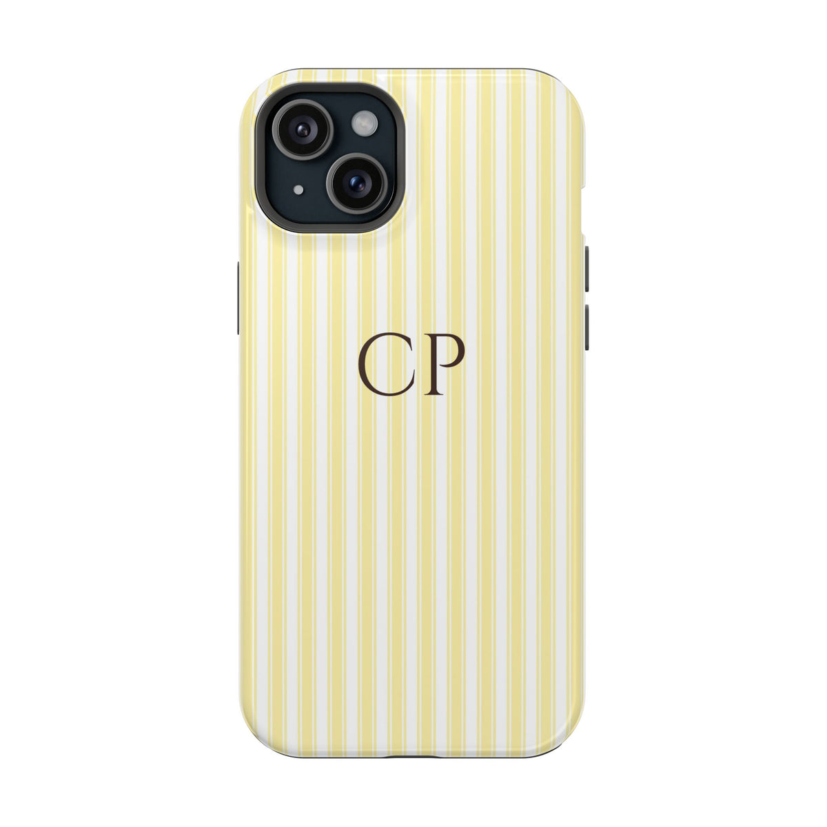Cream Stripe Monogram Magnetic Impact Resistant Case Personalized