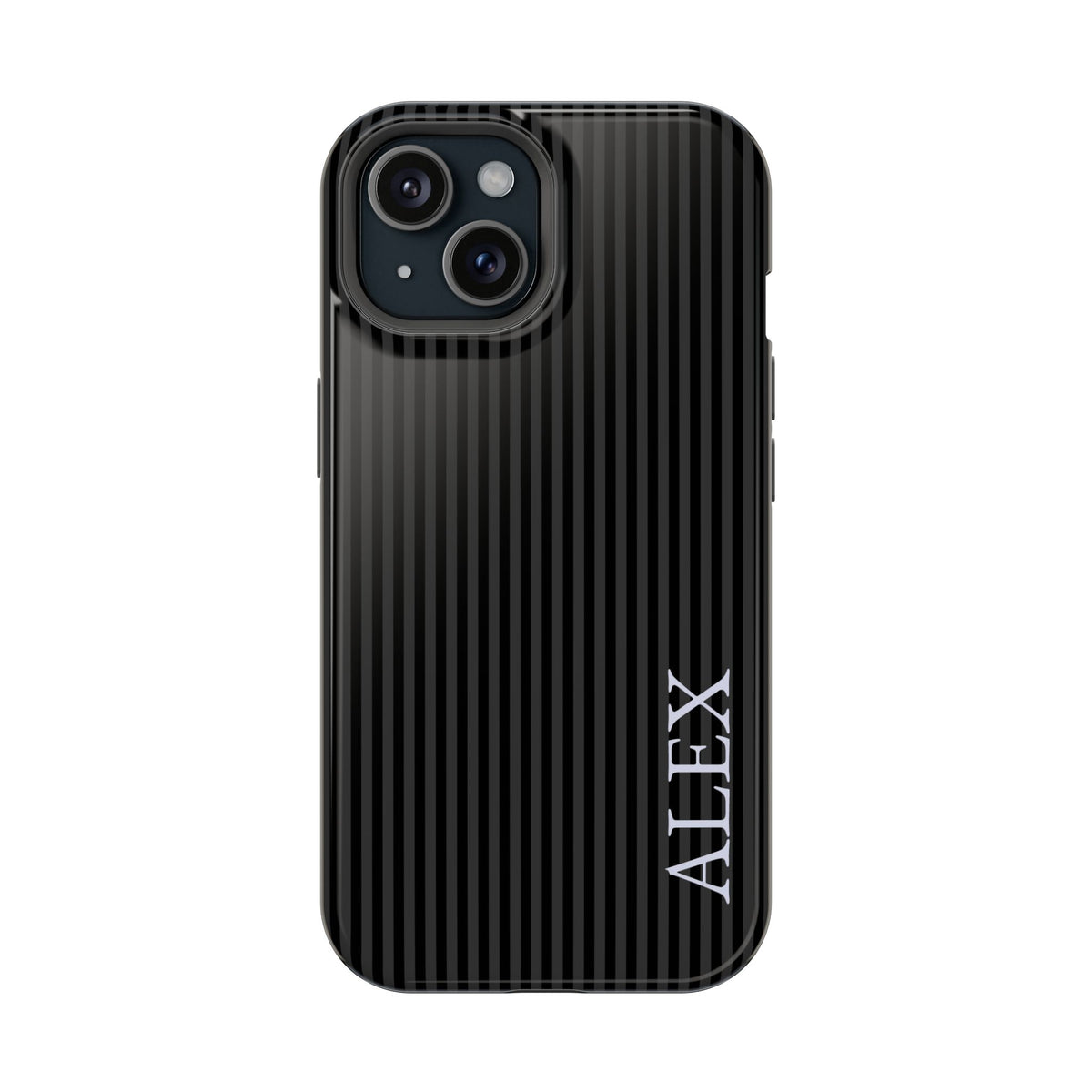 Black Stripe Name Magnetic Impact Resistant Case Personalized