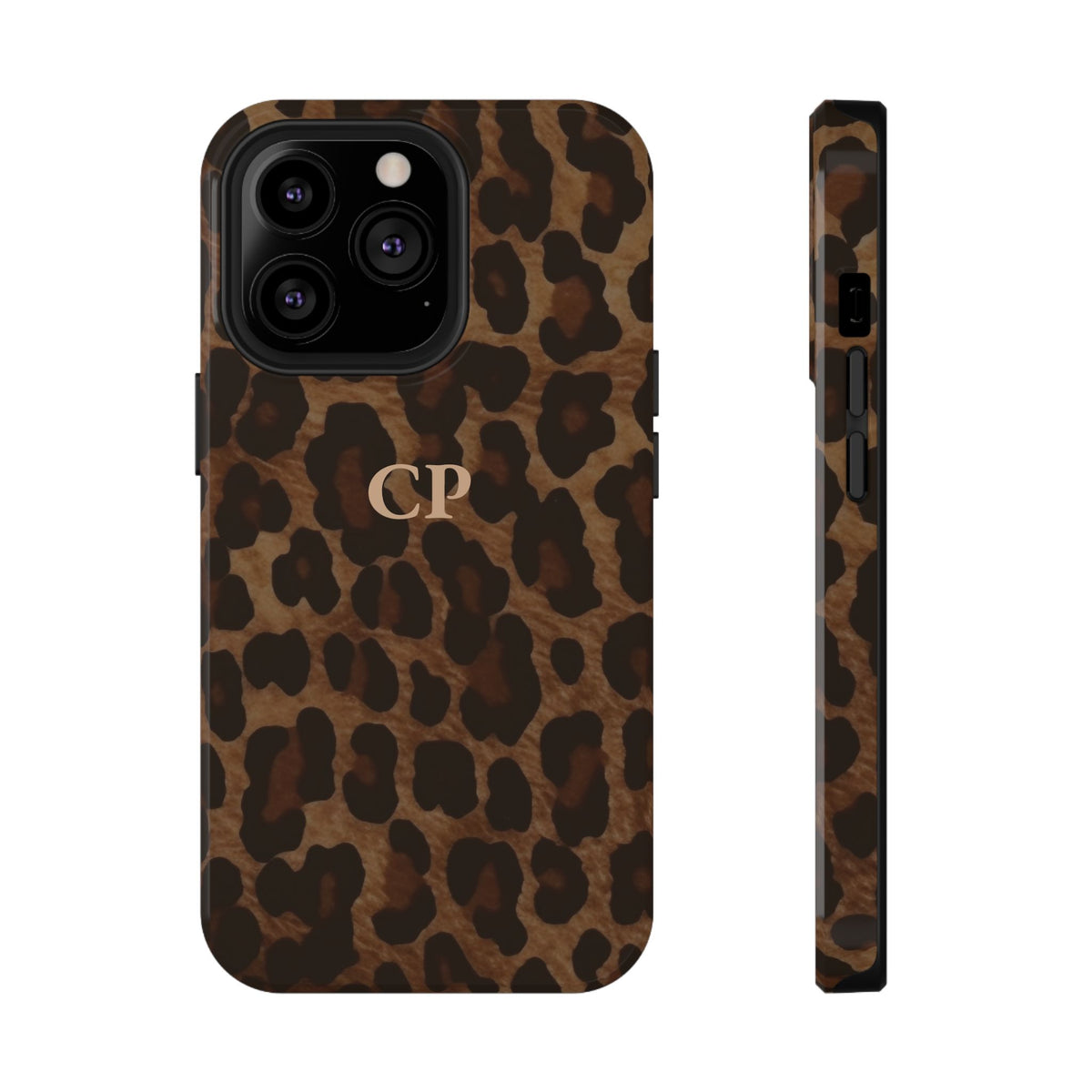 Brown Leopard Monogram Impact Resistant Case Personalized