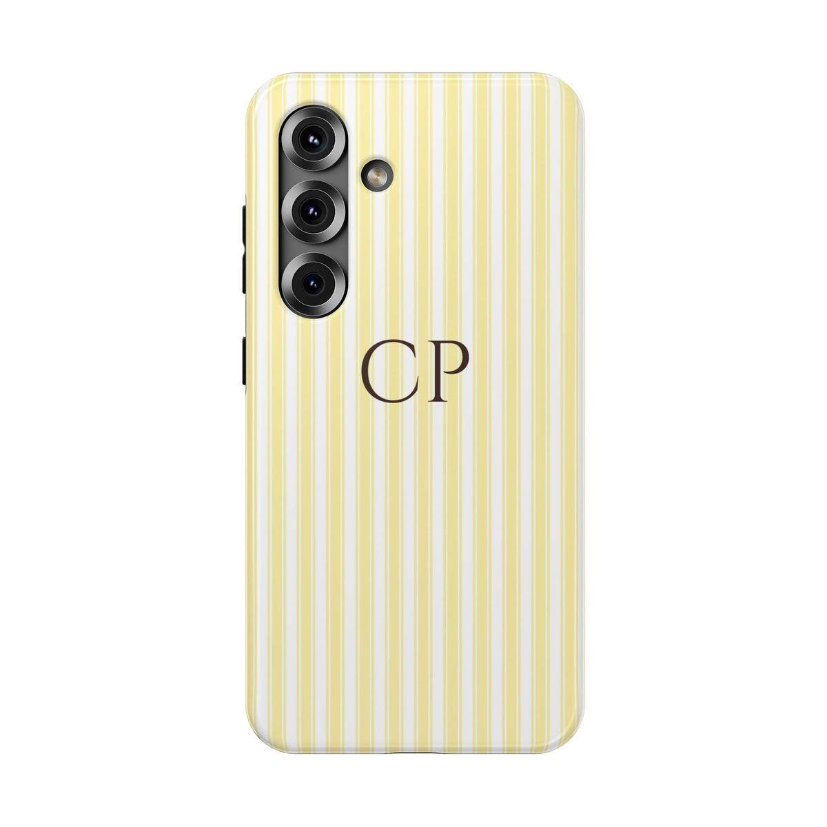 Cream Stripe Monogram Impact Resistant Case Personalized