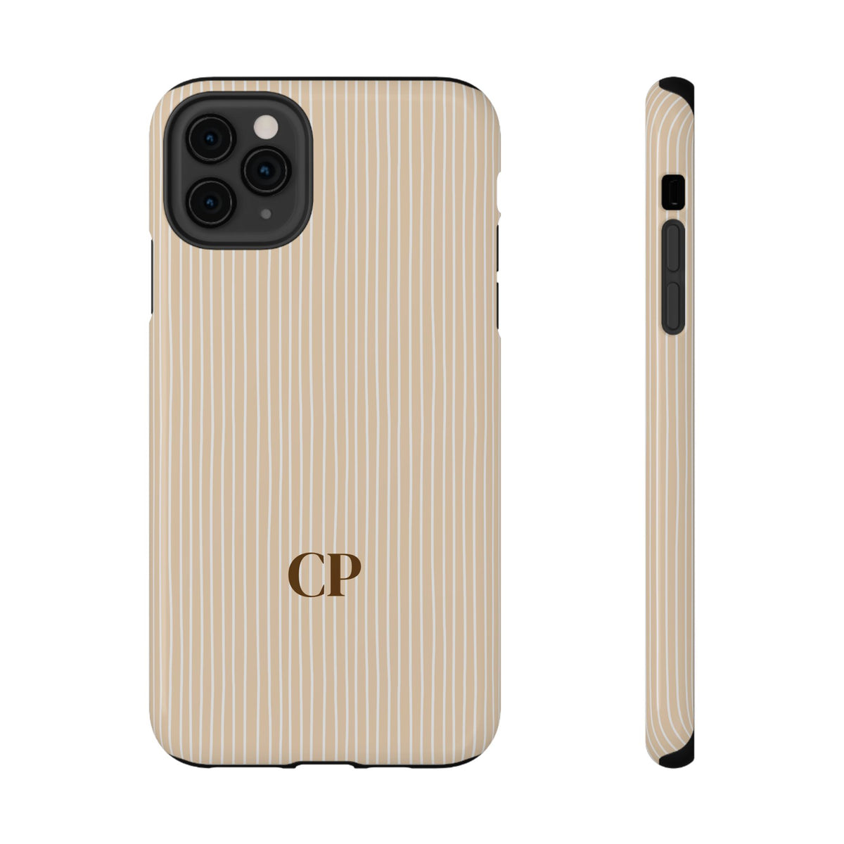 Latte Ribbed Monogram Impact Resistant Case Personalized