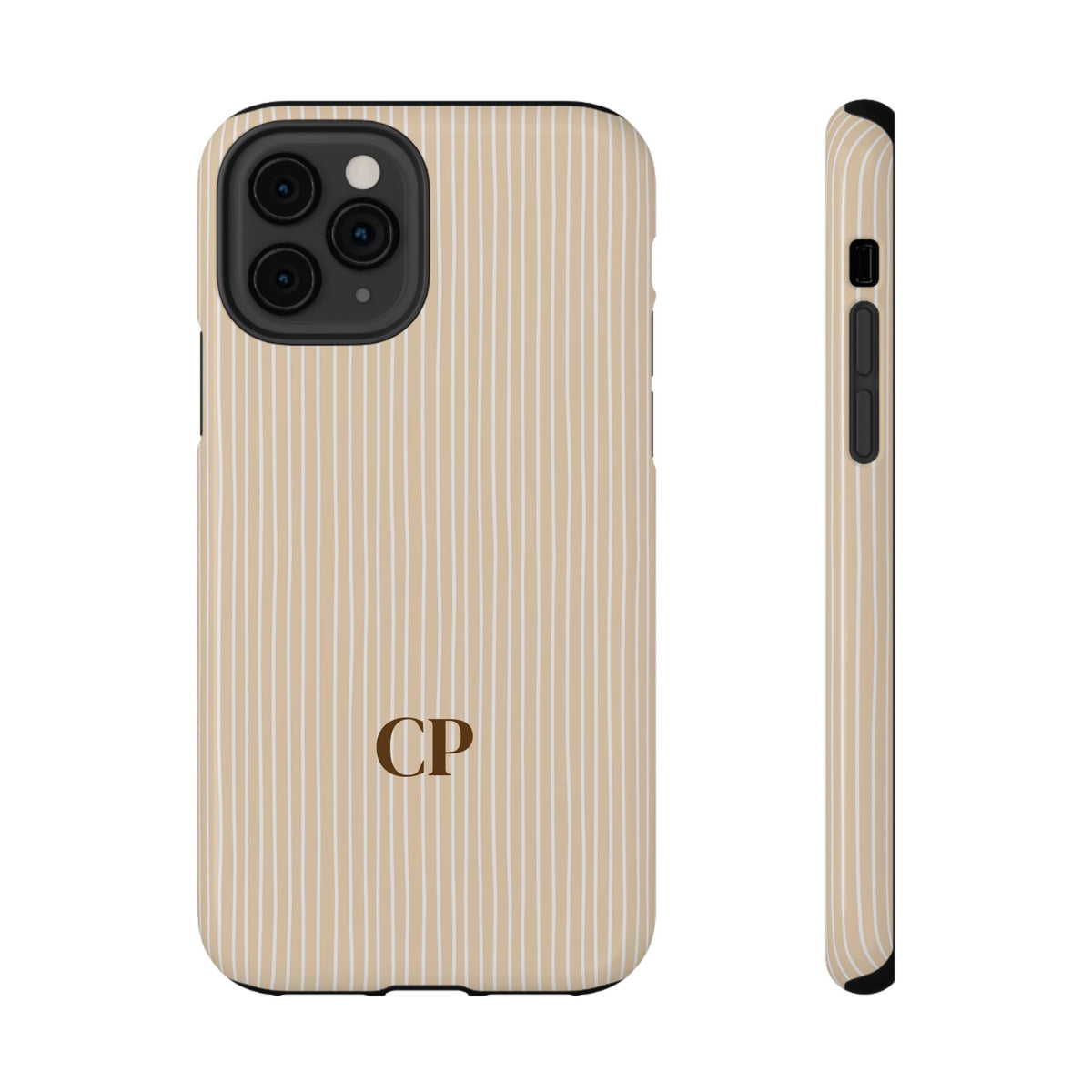 Latte Ribbed Monogram Impact Resistant Case Personalized