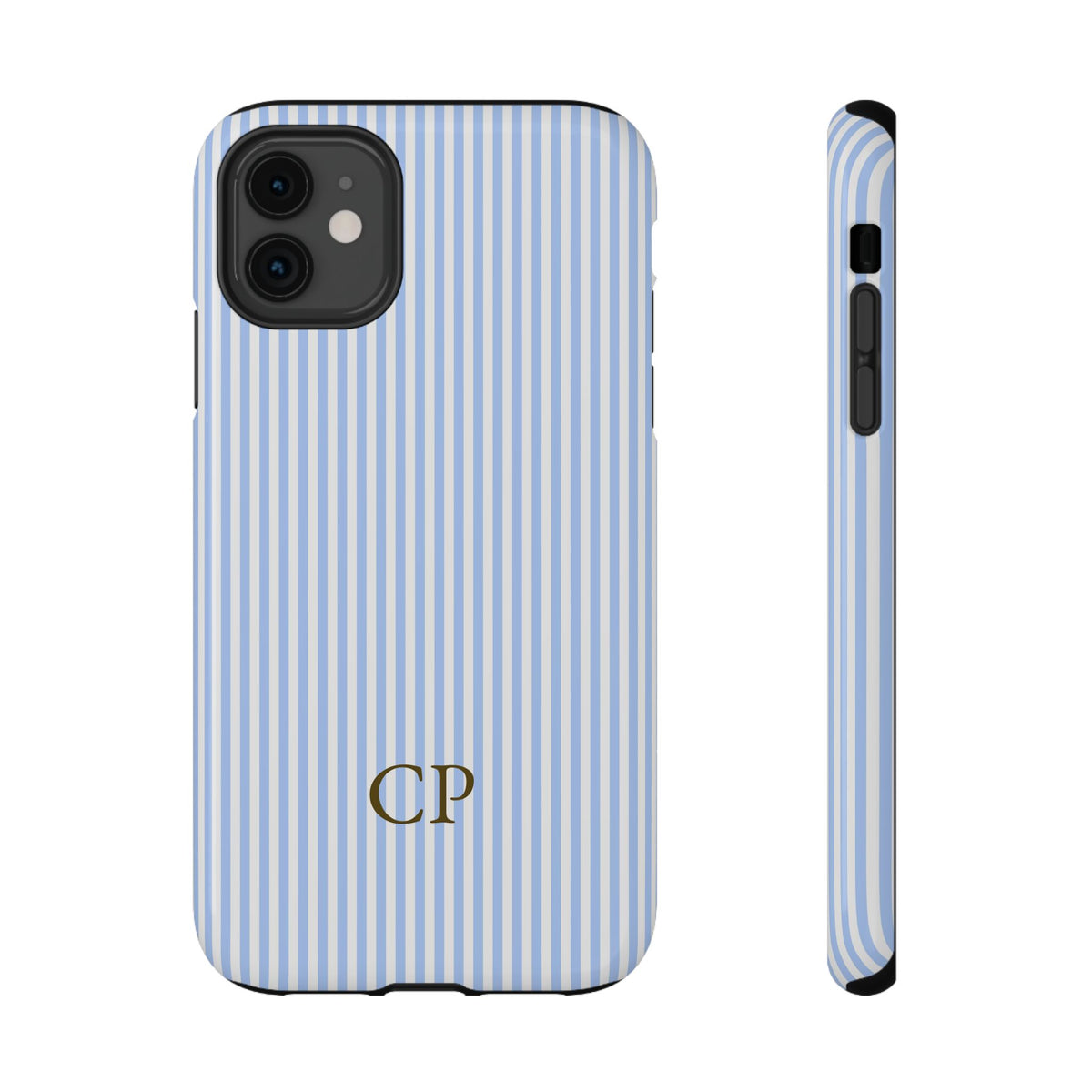 Sky Pinstripe Monogram Impact Resistant Case Personalized