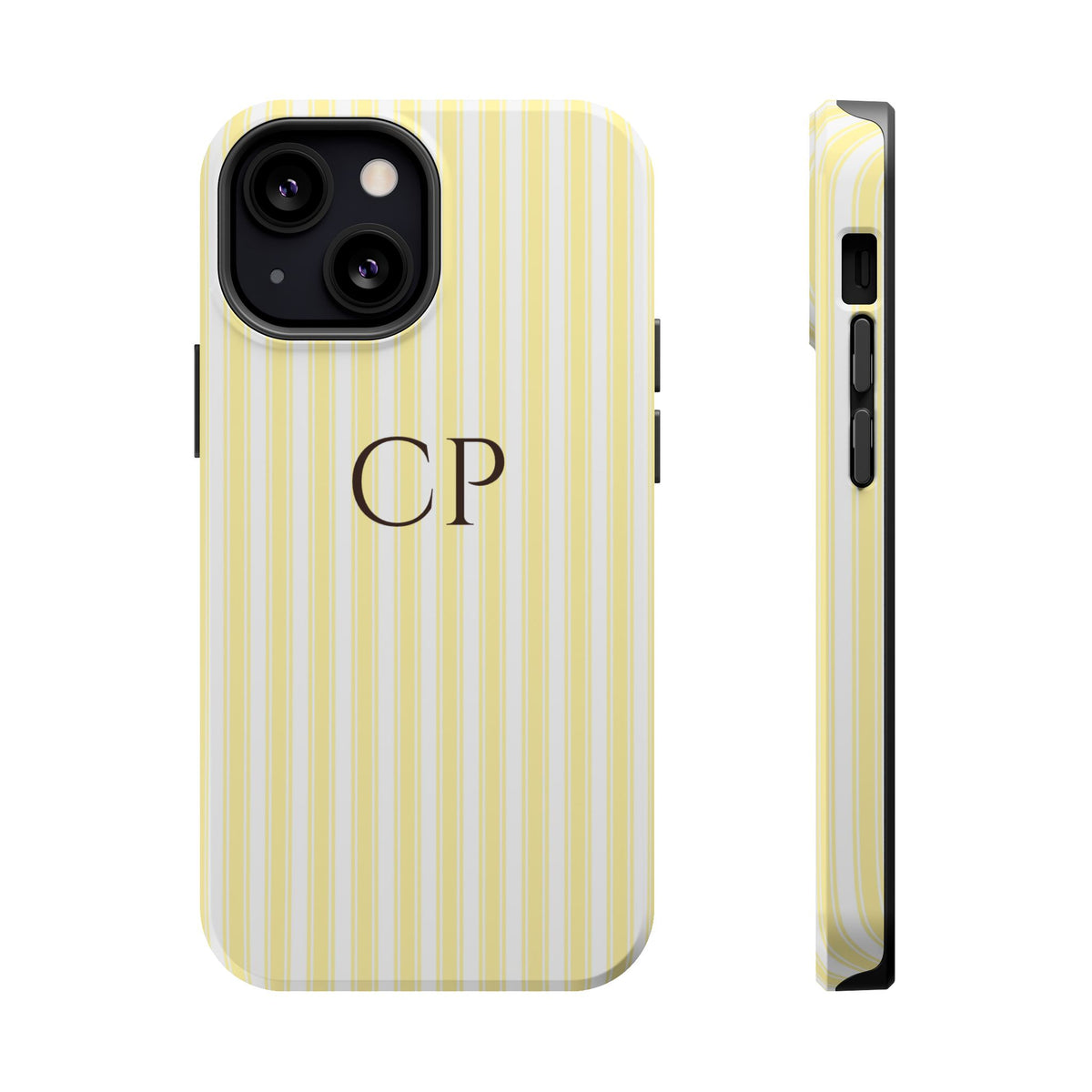 Cream Stripe Monogram Magnetic Impact Resistant Case Personalized