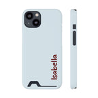 Baby Blue Name Phone Case With Card Holder Personalized