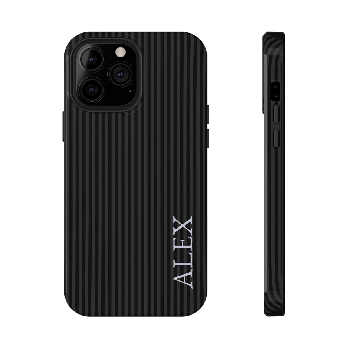 Black Stripe Name Impact Resistant Case Personalized