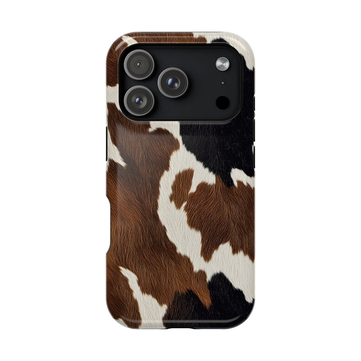 Brown Cow Print MagSafe case for iPhone 18 Pro, glossy finish