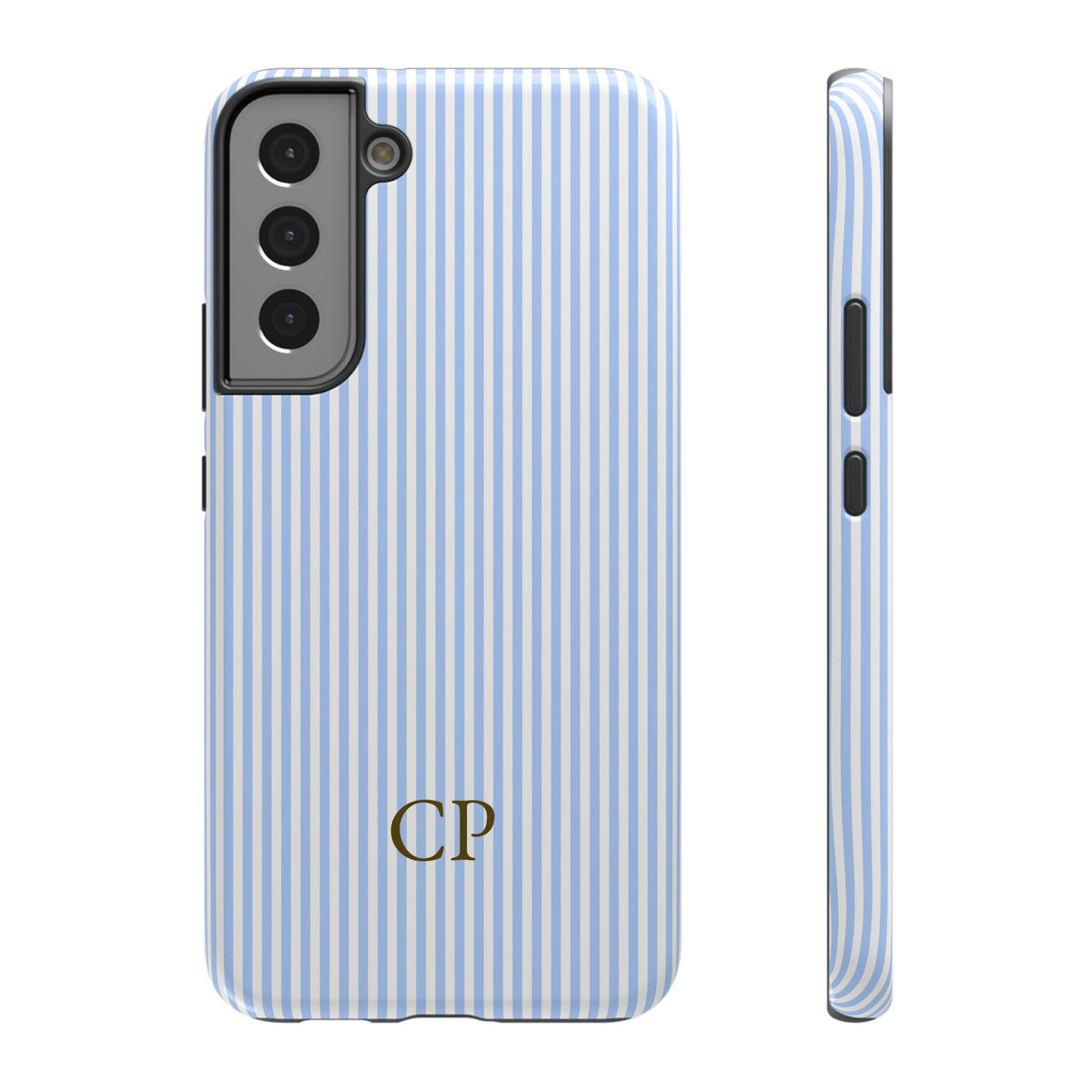 Sky Pinstripe Monogram Impact Resistant Case Personalized