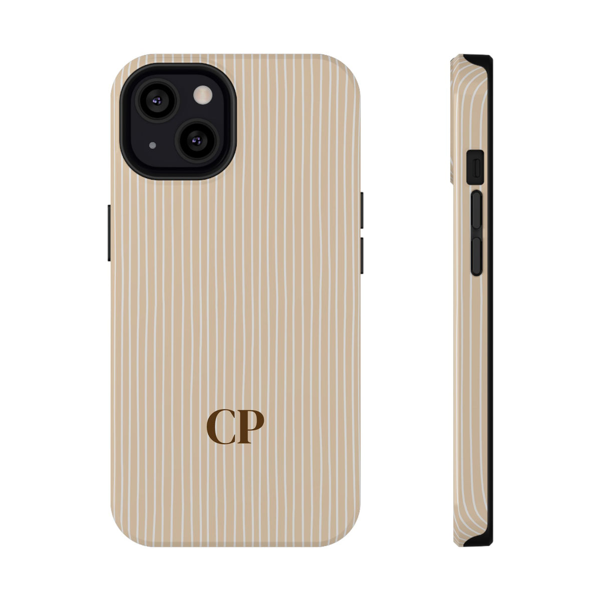 Latte Ribbed Monogram Impact Resistant Case Personalized