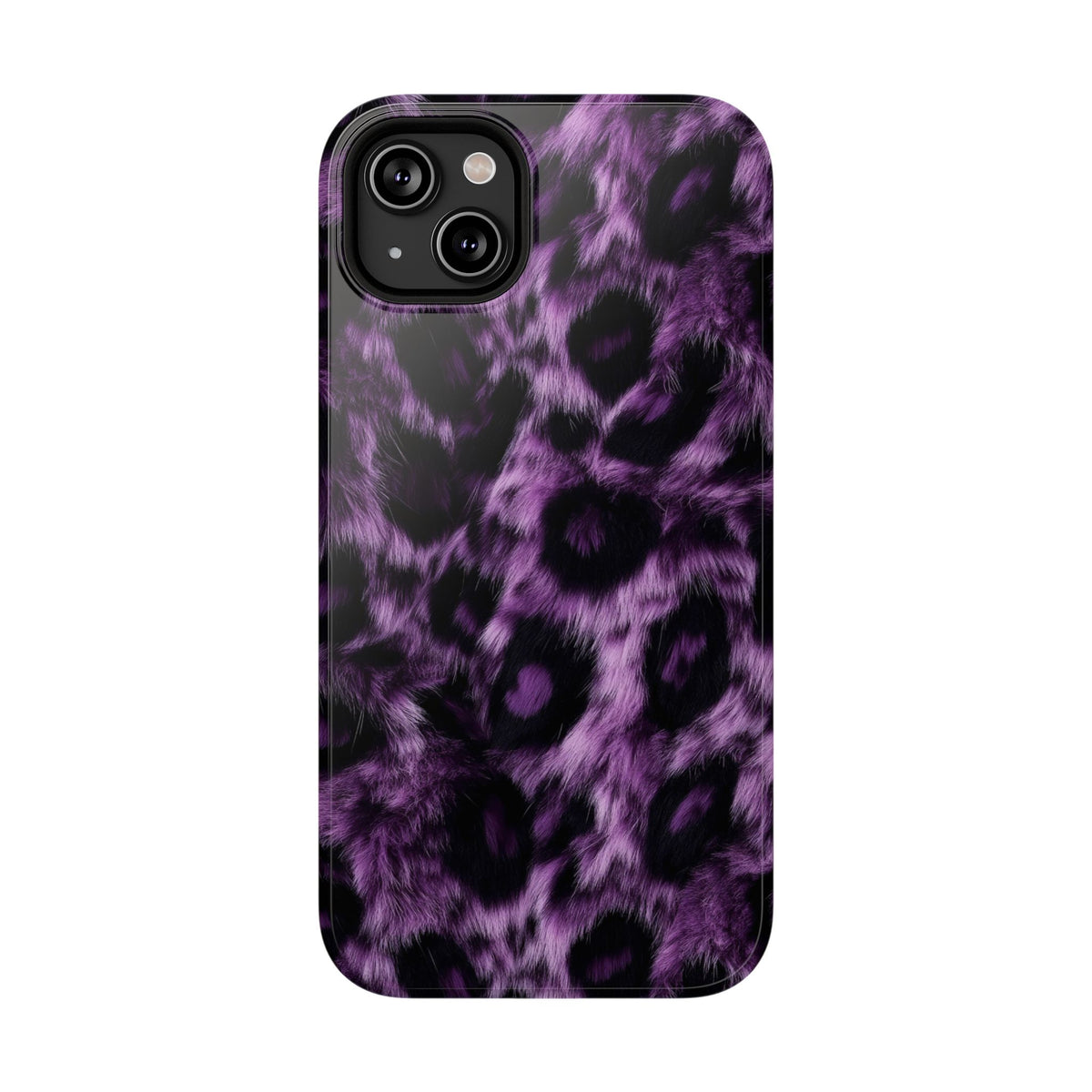 Purple Leopard protective phone case for iPhone 14 Plus, glossy finish