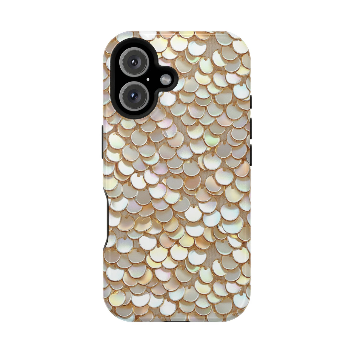 Champagne Sequin MagSafe case for iPhone 16, glossy finish
