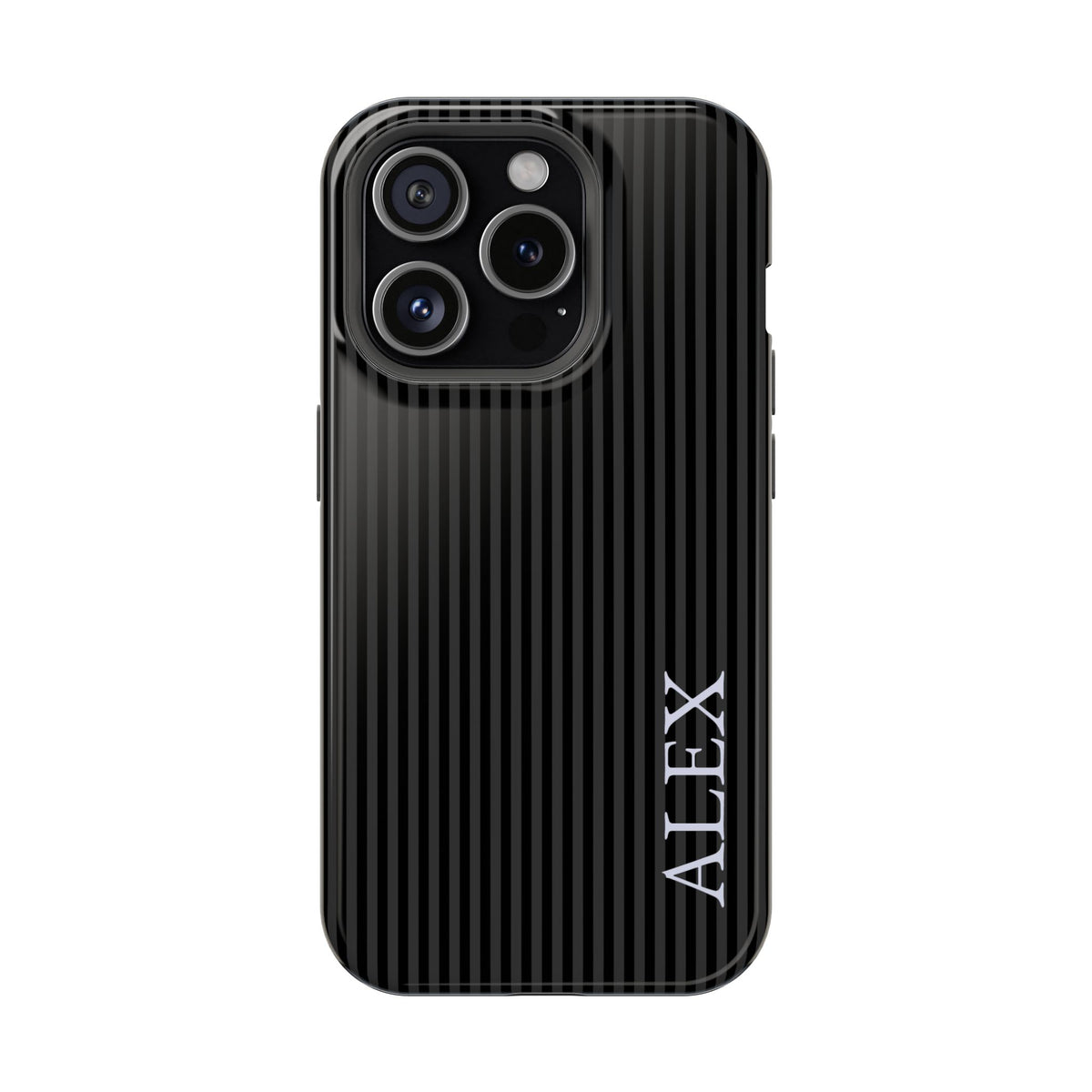 Black Stripe Name Magnetic Impact Resistant Case Personalized
