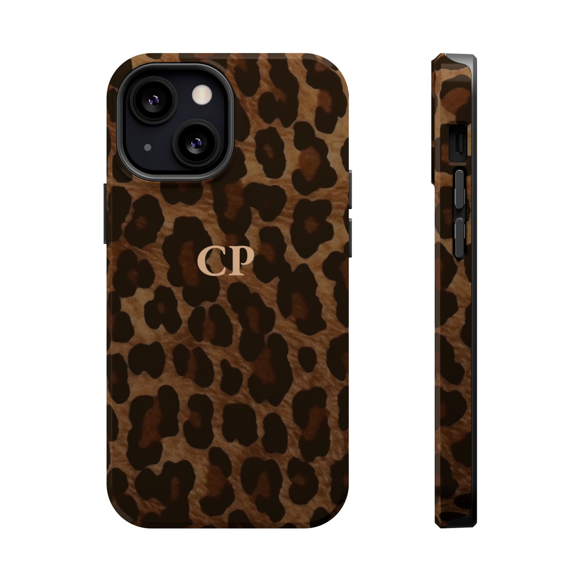 Brown Leopard Monogram Magnetic Impact Resistant Case Personalized
