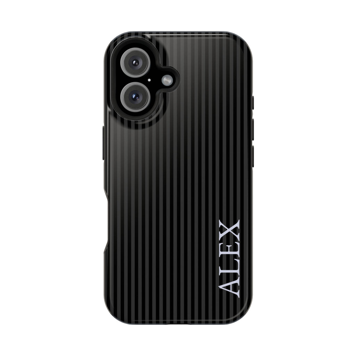 Black Stripe Name Magnetic Impact Resistant Case Personalized