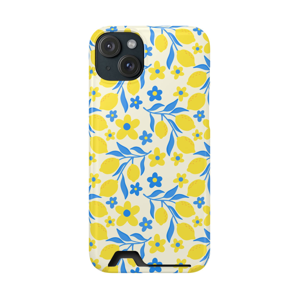 Amalfi Lemon phone case with card holder for iPhone 15 Plus, glossy finish