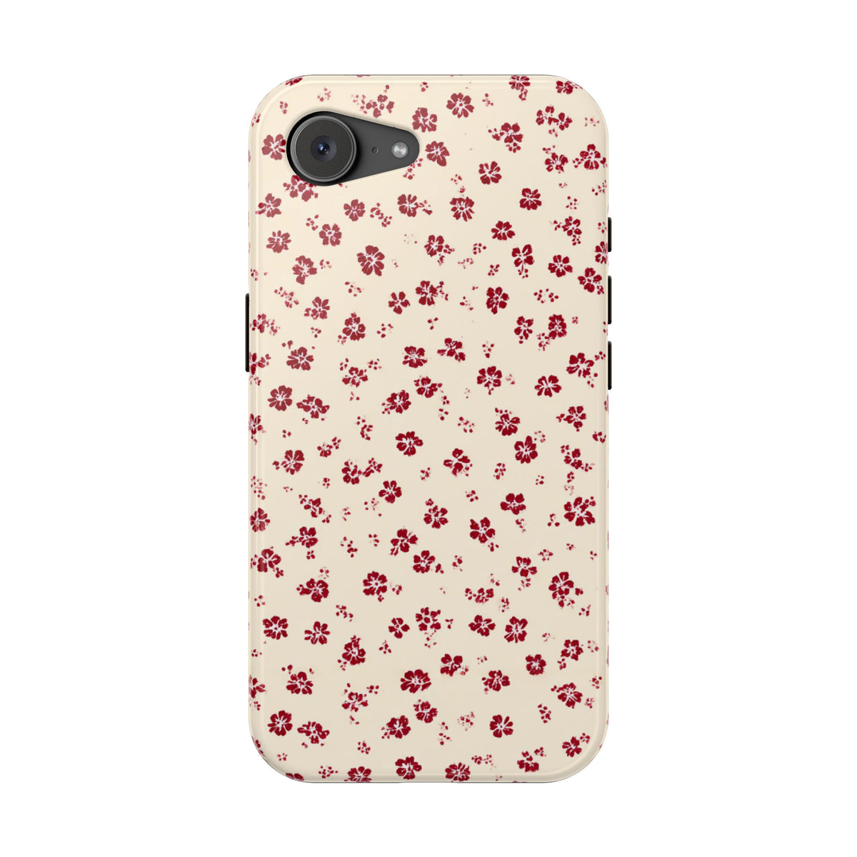 Red Ditsy Floral protective phone case for iPhone 17e, glossy finish