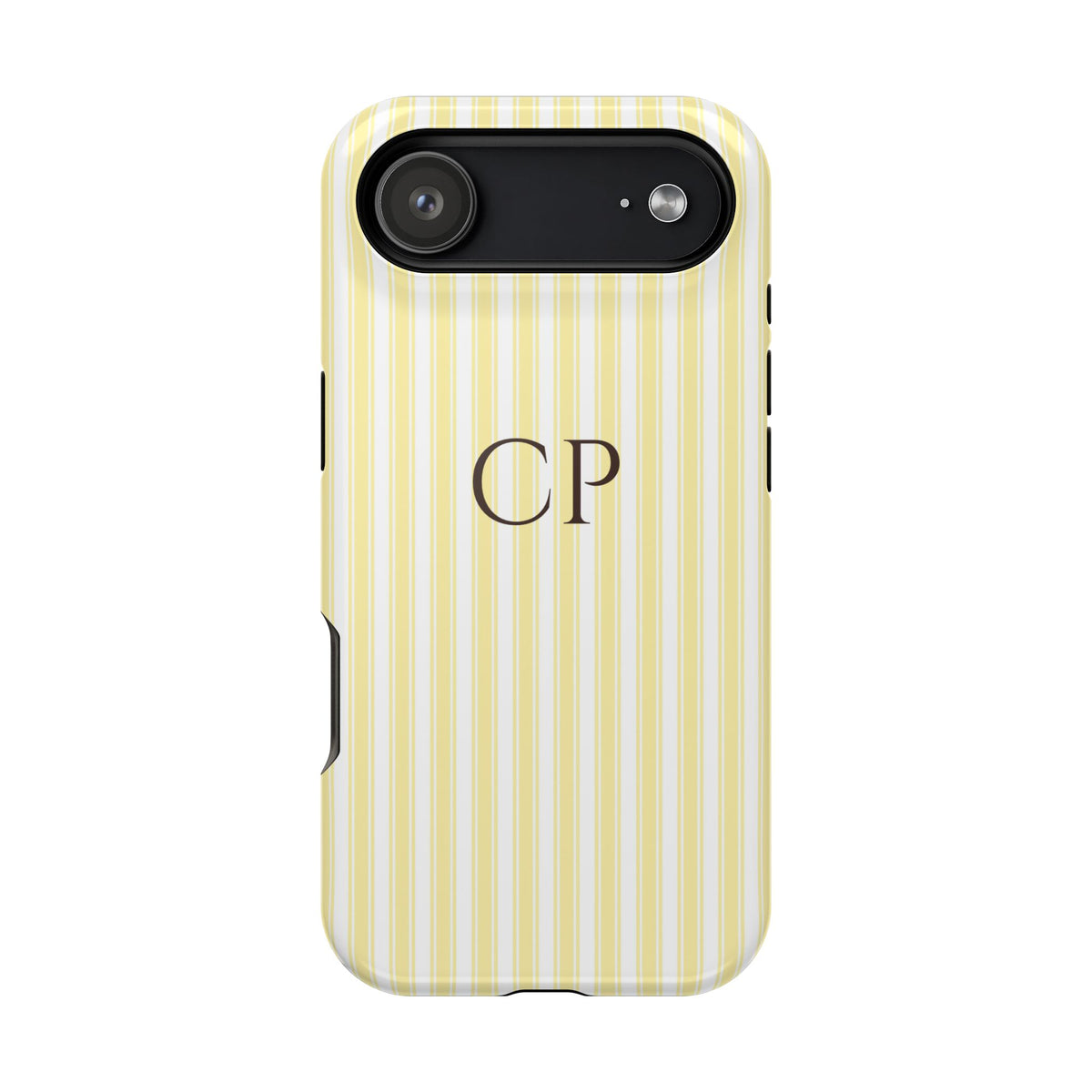 Cream Stripe Monogram Magnetic Impact Resistant Case Personalized