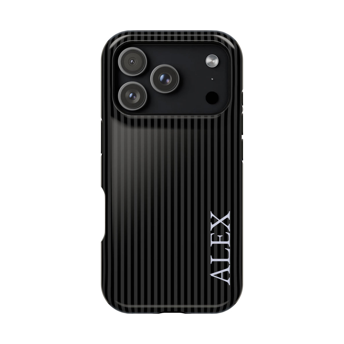 Black Stripe Name Impact Resistant Case Personalized