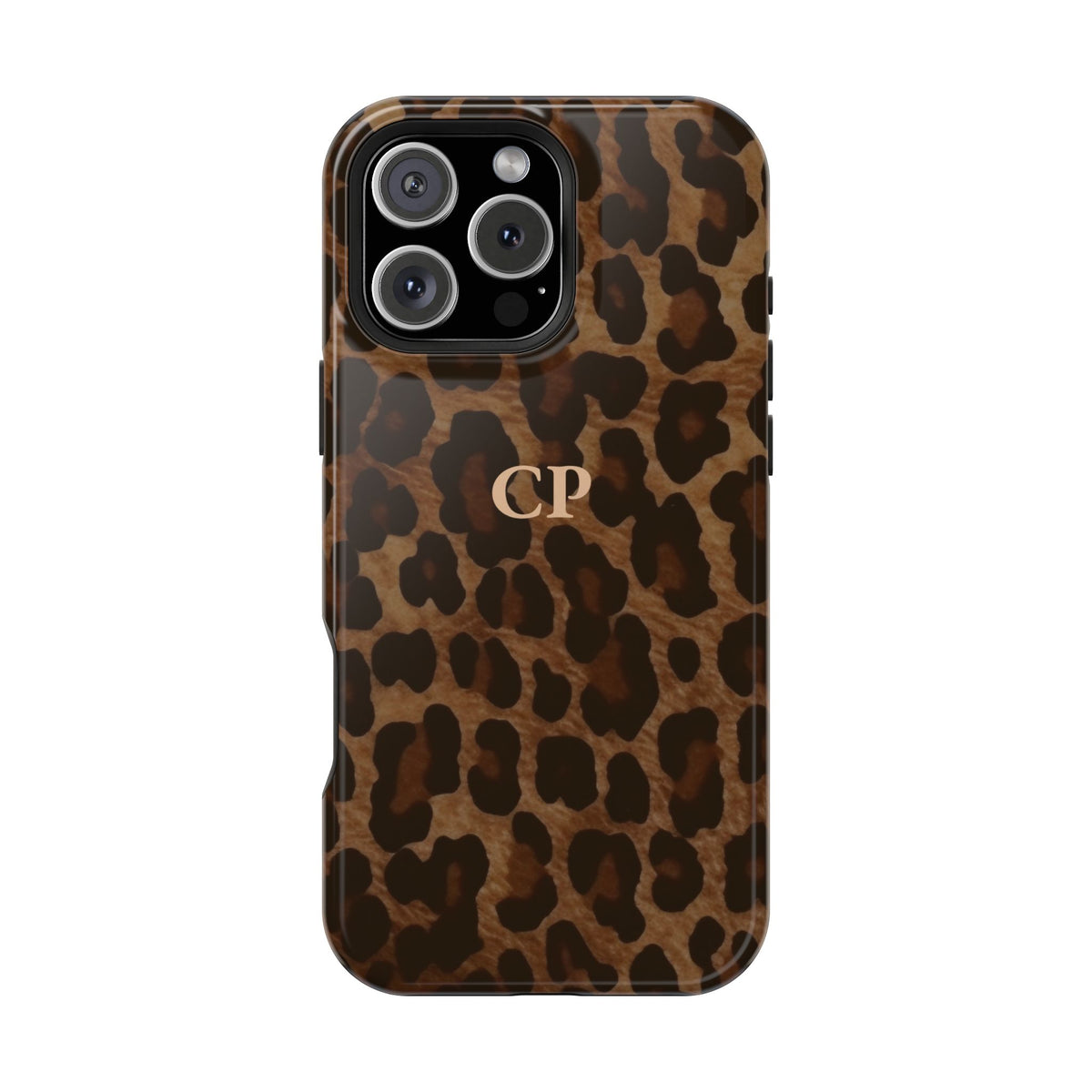 Brown Leopard Monogram Impact Resistant Case Personalized