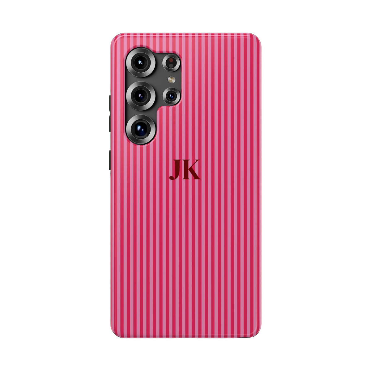 Raspberry Pinstripe Monogram Impact Resistant Case Personalized