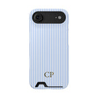 Sky Pinstripe Monogram Phone Case With Card Holder Personalized