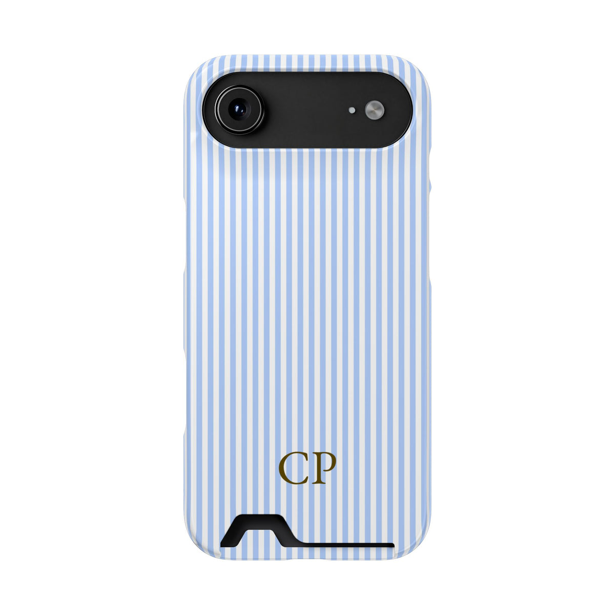 Sky Pinstripe Monogram Phone Case With Card Holder Personalized