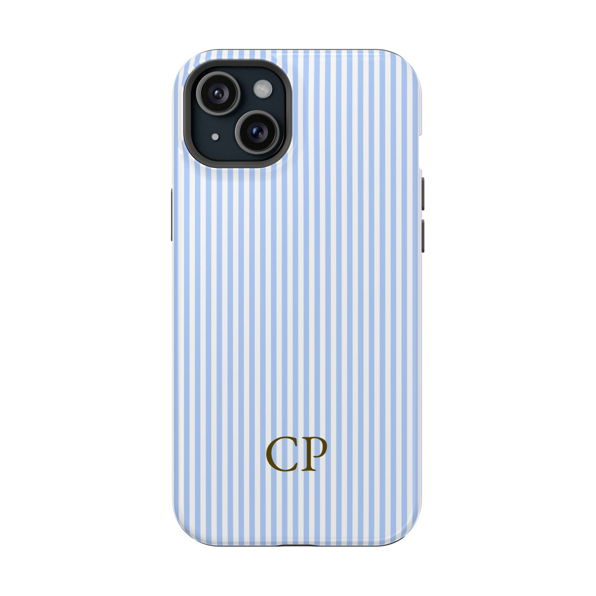 Sky Pinstripe Monogram Magnetic Impact Resistant Case Personalized