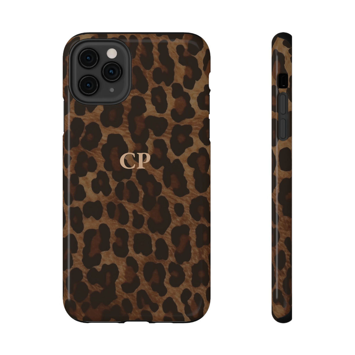 Brown Leopard Monogram Impact Resistant Case Personalized