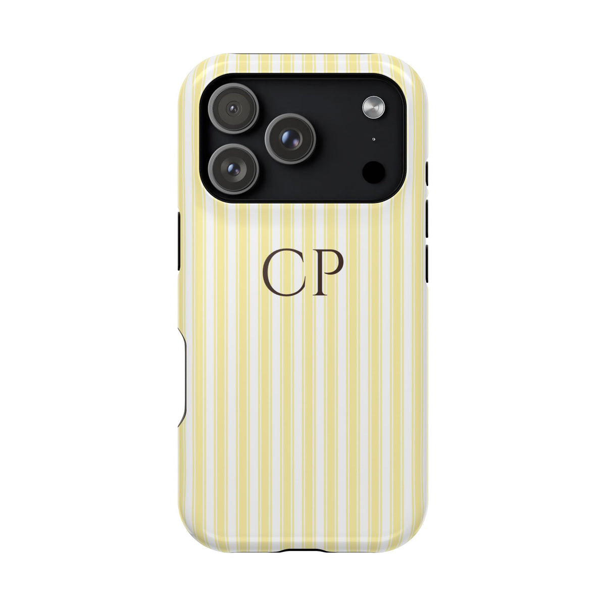Cream Stripe Monogram Impact Resistant Case Personalized