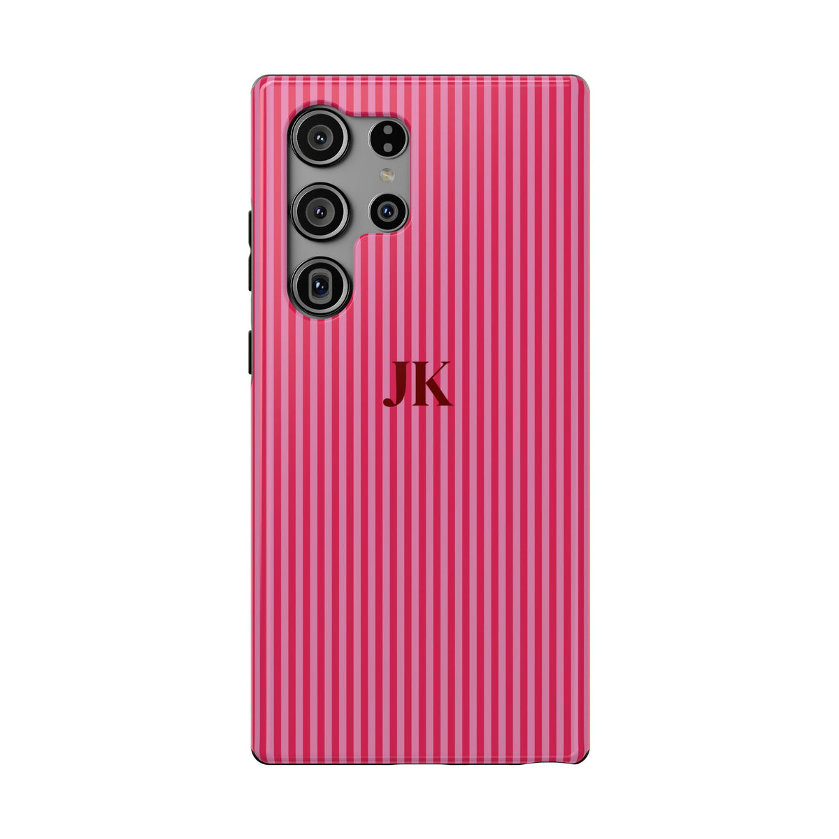 Raspberry Pinstripe Monogram Impact Resistant Case Personalized