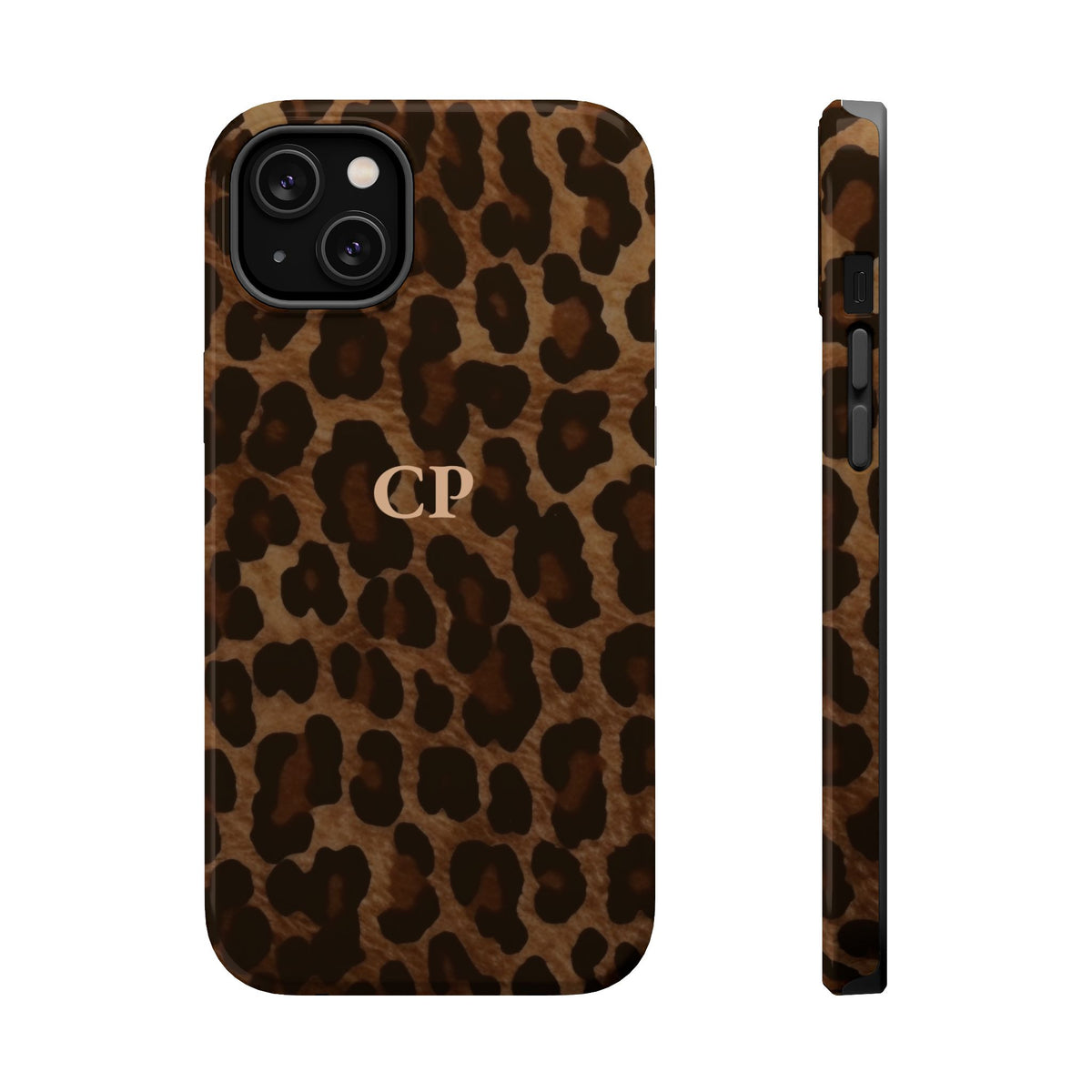 Brown Leopard Monogram Magnetic Impact Resistant Case Personalized