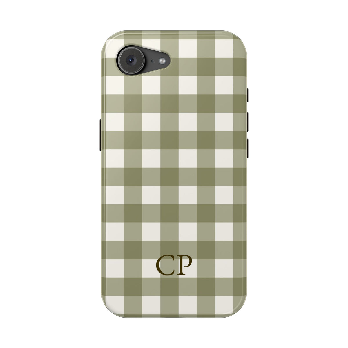 Olive Gingham Monogram Magnetic Impact Resistant Case Personalized