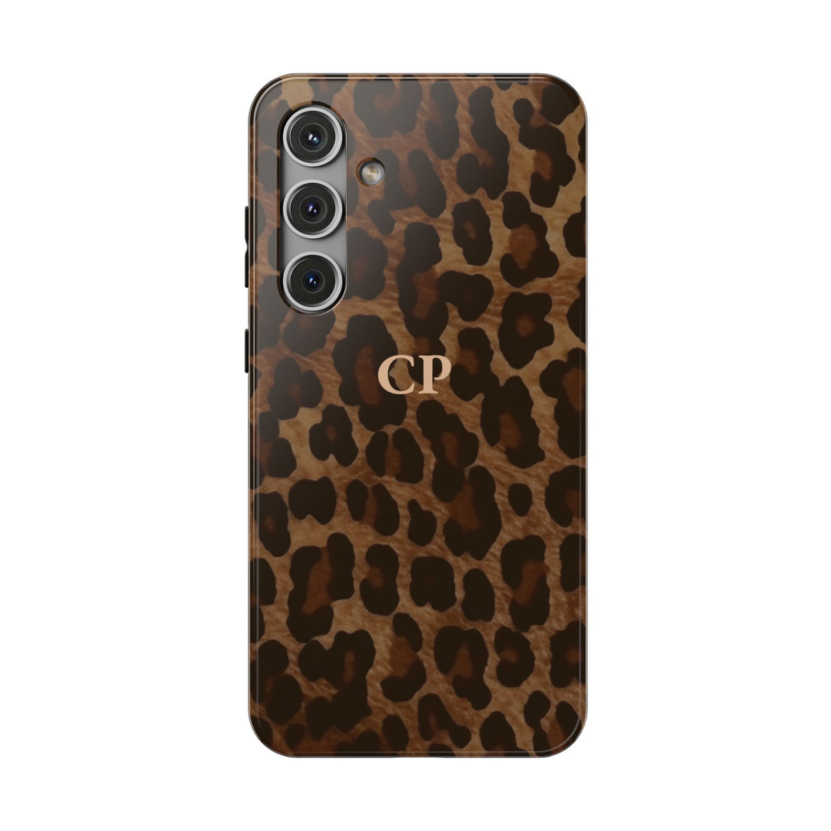 Brown Leopard Monogram Impact Resistant Case Personalized
