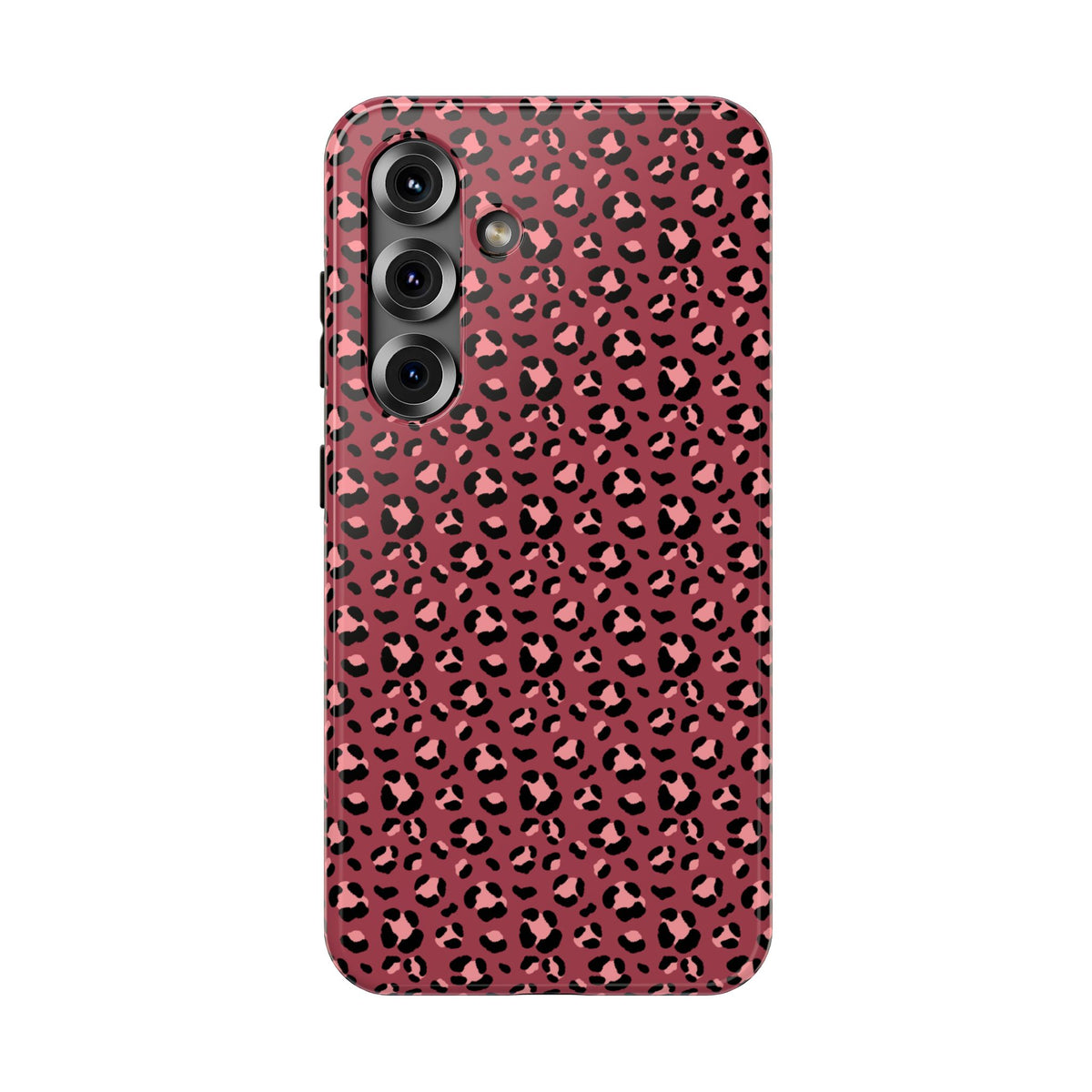 Pink Leopard protective phone case for Samsung Galaxy S25, glossy finish