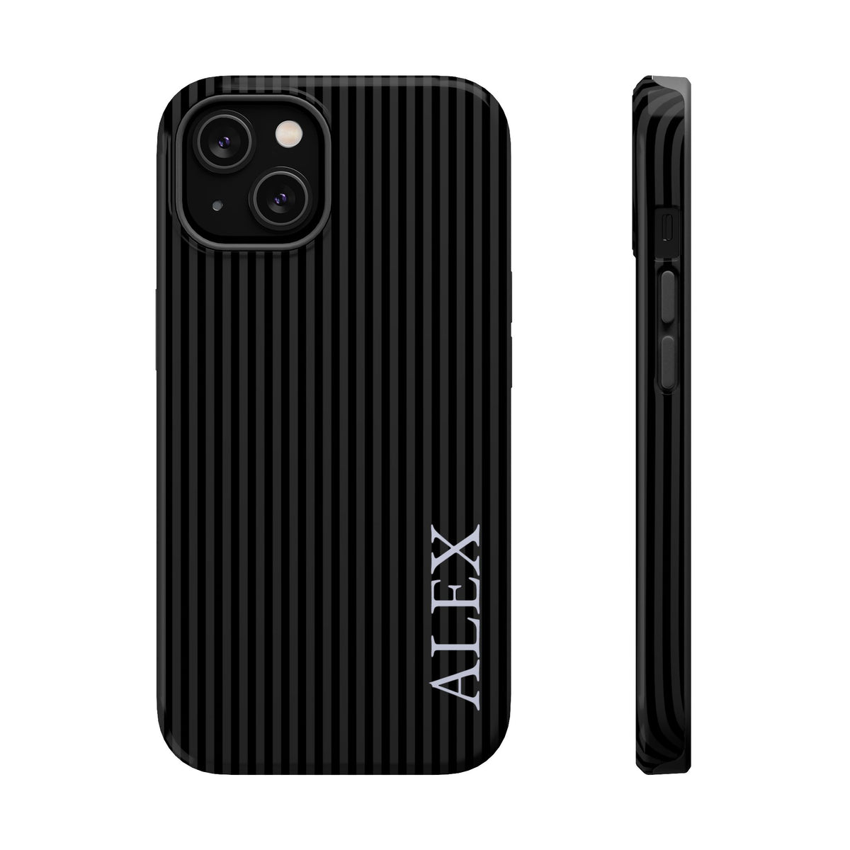 Black Stripe Name Magnetic Impact Resistant Case Personalized