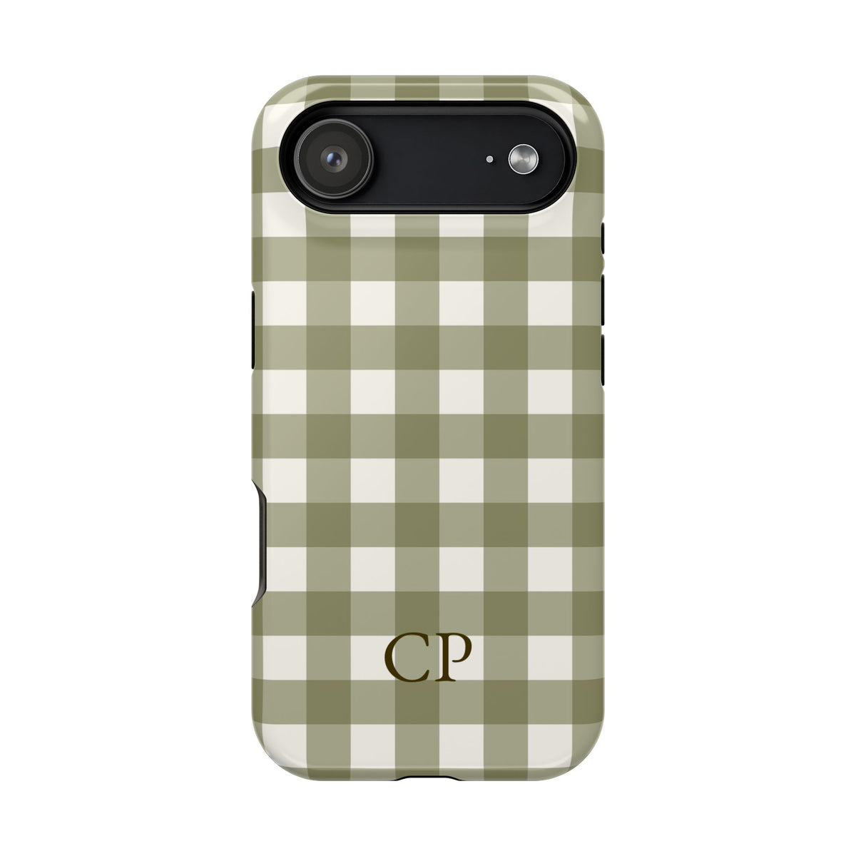 Olive Gingham Monogram Magnetic Impact Resistant Case Personalized