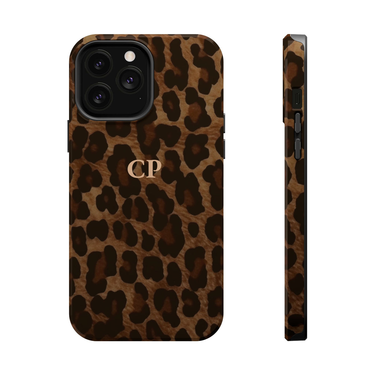 Brown Leopard Monogram Magnetic Impact Resistant Case Personalized
