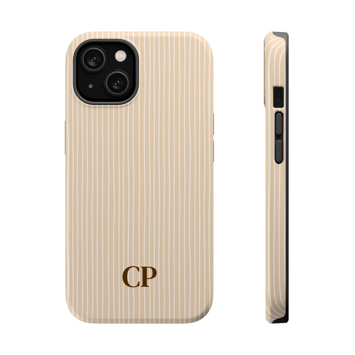 Latte Ribbed Monogram Magnetic Impact Resistant Case Personalized