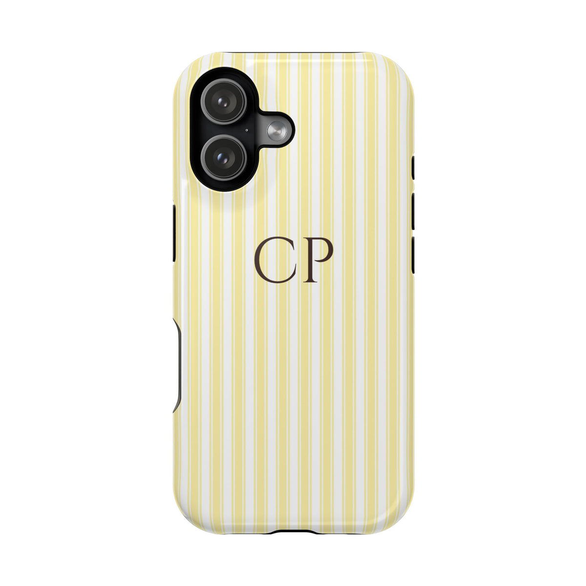 Cream Stripe Monogram Magnetic Impact Resistant Case Personalized