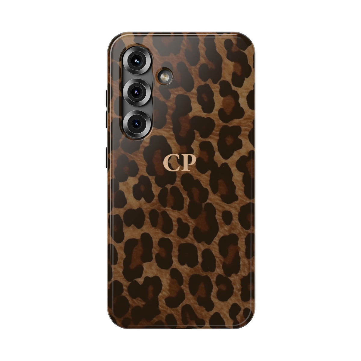 Brown Leopard Monogram Impact Resistant Case Personalized