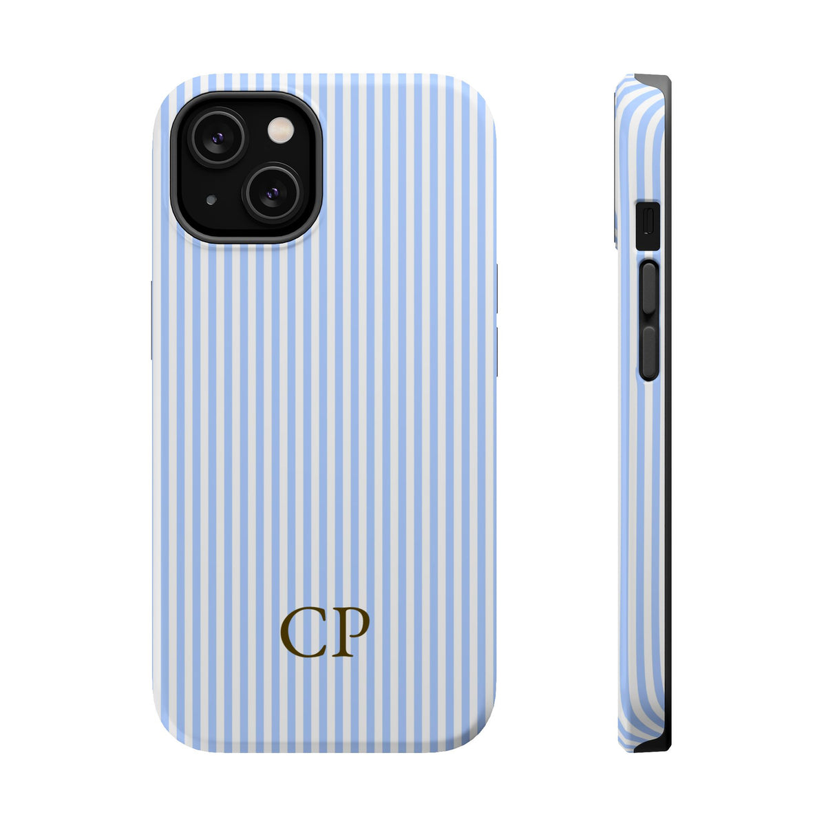 Sky Pinstripe Monogram Magnetic Impact Resistant Case Personalized