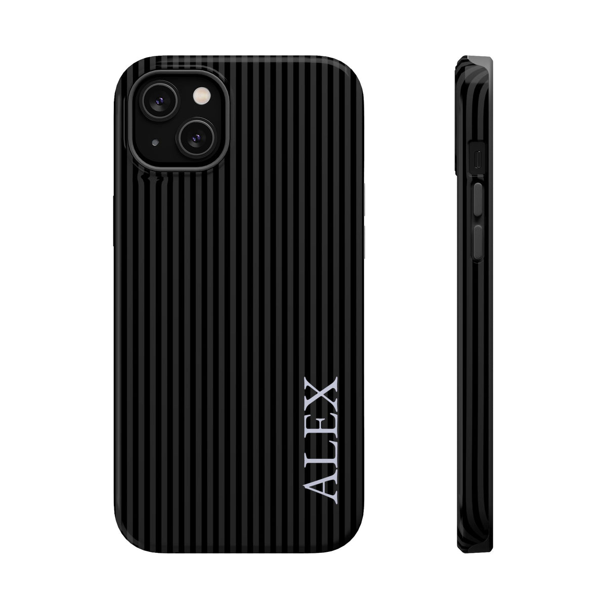 Black Stripe Name Magnetic Impact Resistant Case Personalized