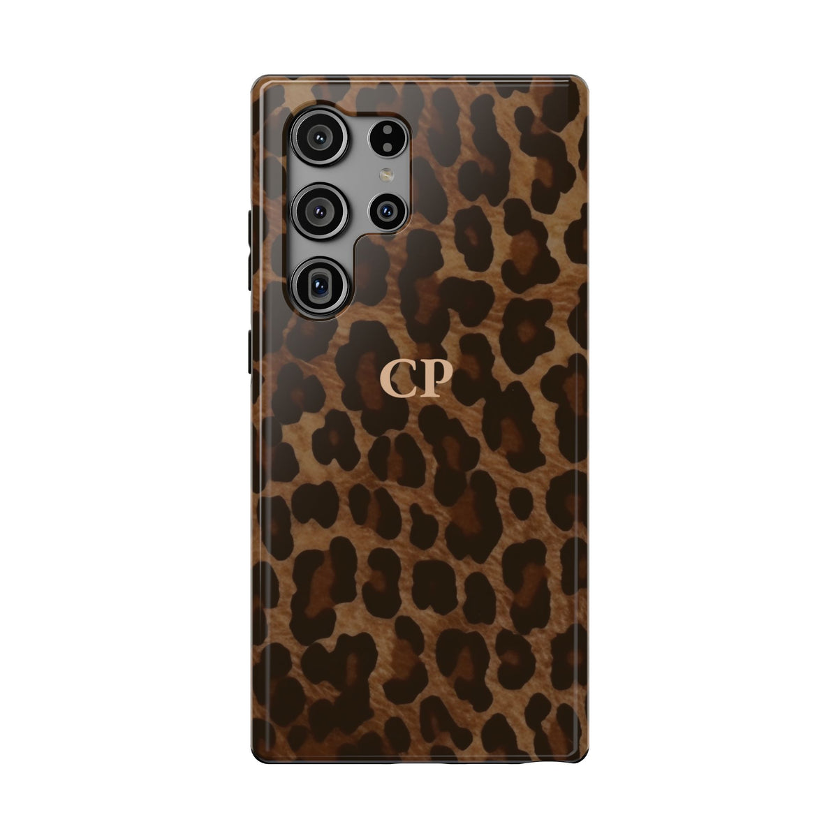 Brown Leopard Monogram Impact Resistant Case Personalized