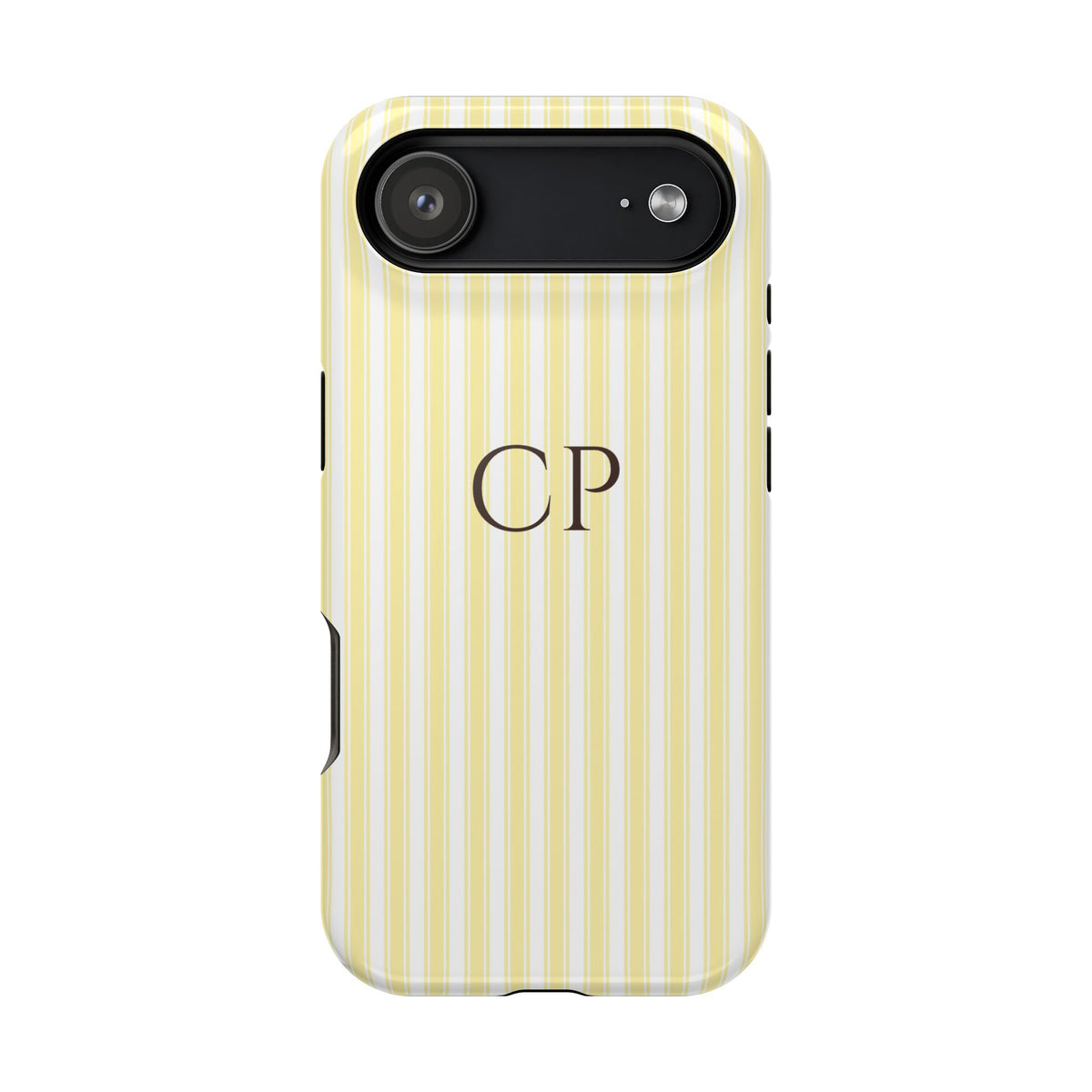 Cream Stripe Monogram Impact Resistant Case Personalized