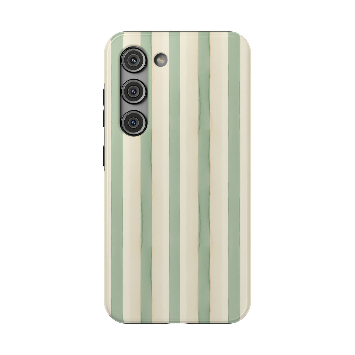 Sage Stripe protective phone case for Samsung Galaxy S23, glossy finish