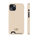Latte Ribbed Monogram Phone Case With Card Holder Personalized