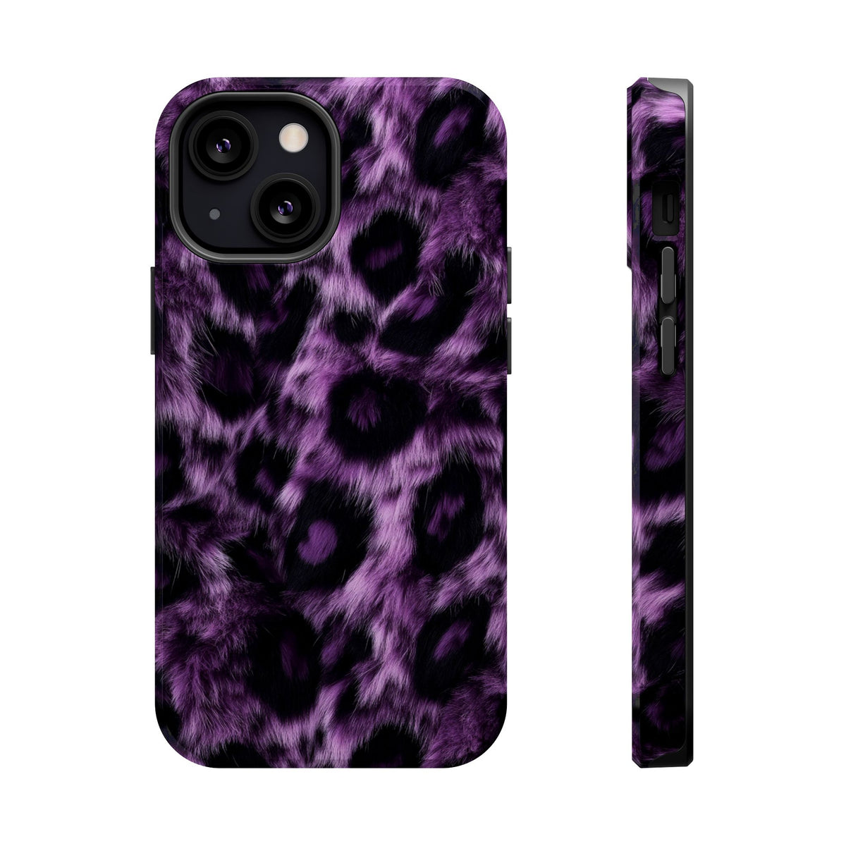 Purple Leopard MagSafe case for iPhone 13 Mini, glossy finish