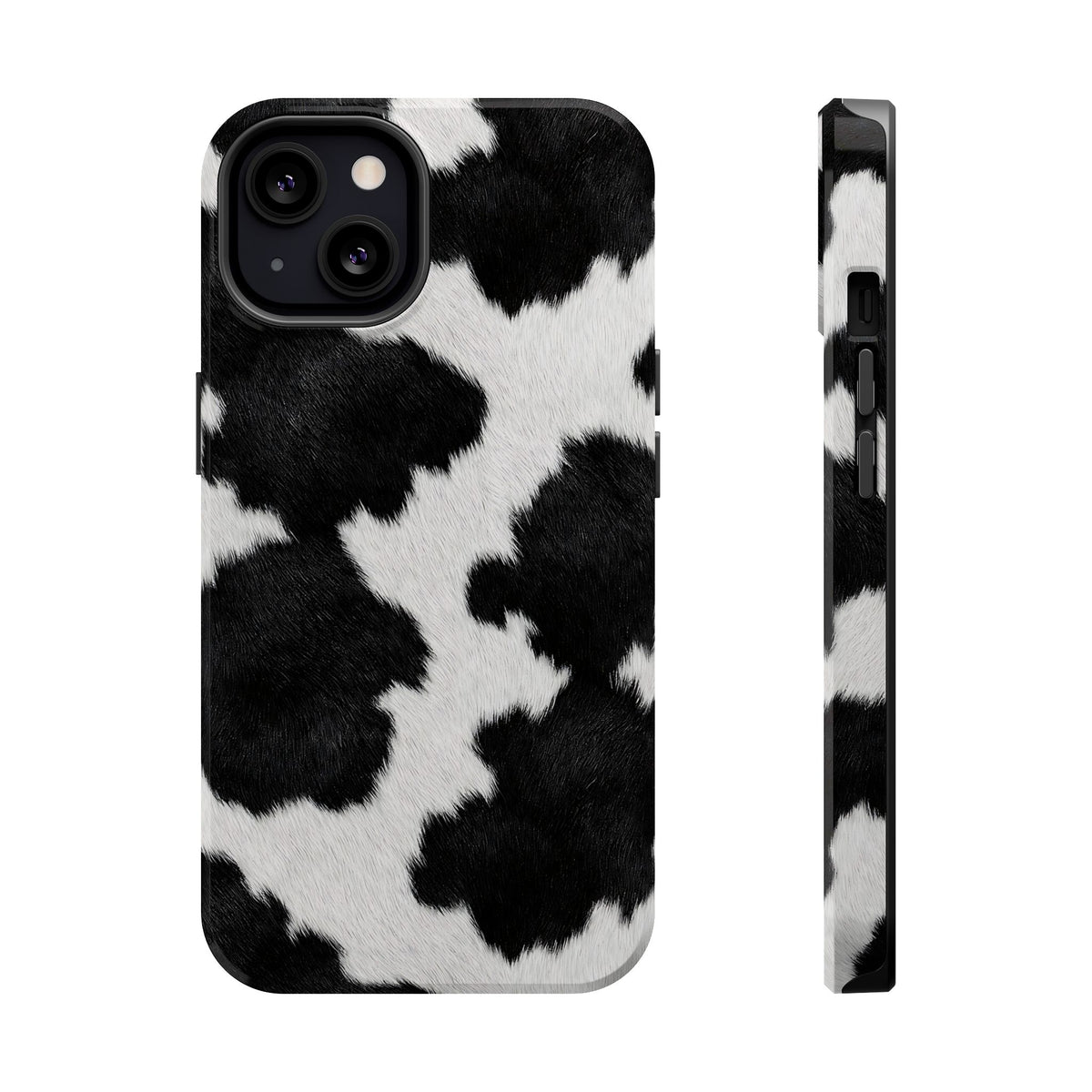 Black Cow Print MagSafe case for iPhone 13, glossy finish